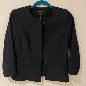 NWT Ann Taylor Navy Cropped Button-Up Blazer, 0P